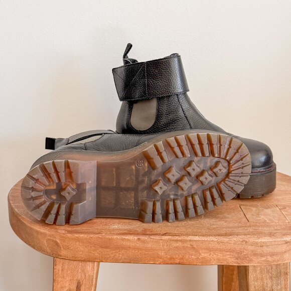 Erika Cavallini Semicouture Black Leather Platform Lug Sole Ankle Boots (RARE) - Picture 4 of 11